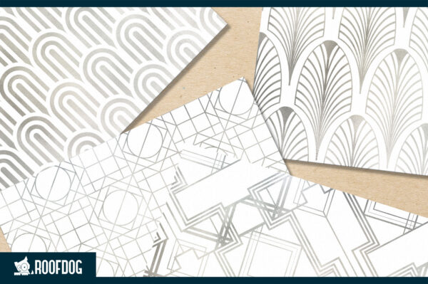 Silver foil on white art deco digital paper Silver foil on white art deco digital paper