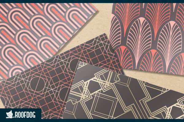 Coral and blue art deco digital paper Coral and blue art deco digital paper