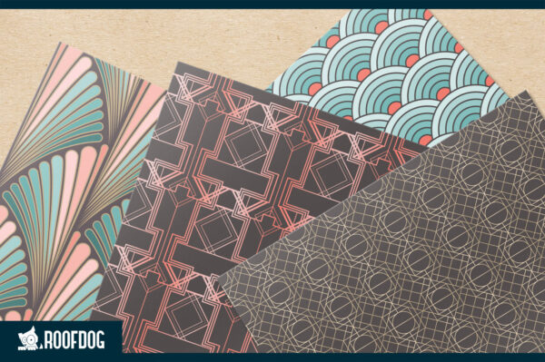 Coral and blue art deco digital paper Coral and blue art deco digital paper