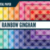 Rainbow gingham digital paper