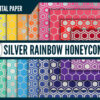 Rainbow silver foil honeycomb digital paper Rainbow silver foil honeycomb digital paper