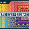 Rainbow gold foil honeycomb digital paper Rainbow gold foil honeycomb digital paper