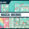 Rainbows and unicorns digital paper Rainbows and unicorns digital paper
