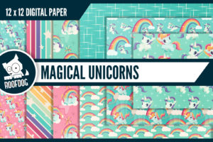 Rainbows and unicorns digital paper