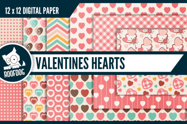 Valentines hearts digital paper Valentines hearts digital paper