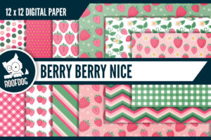 Pink Strawberry Digital Paper