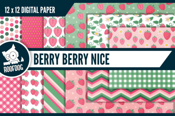 Pink Strawberry Digital Paper Pink Strawberry Digital Paper