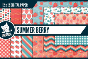 Red strawberry digital paper