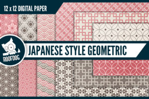 Cacao blossom Japanese style geometric digital paper
