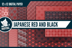 Red and black Japanese style geometric digital paper