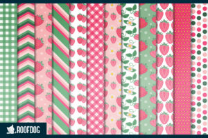 Pink Strawberry Digital Paper