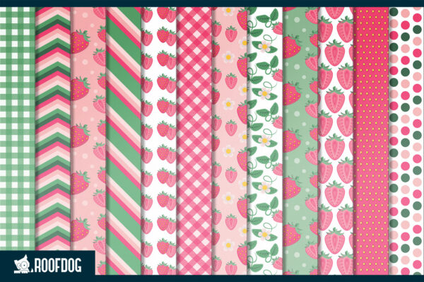 Pink Strawberry Digital Paper Pink Strawberry Digital Paper