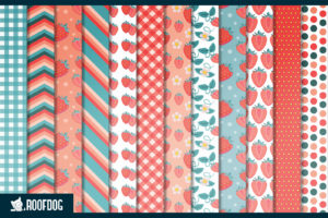 Red strawberry digital paper
