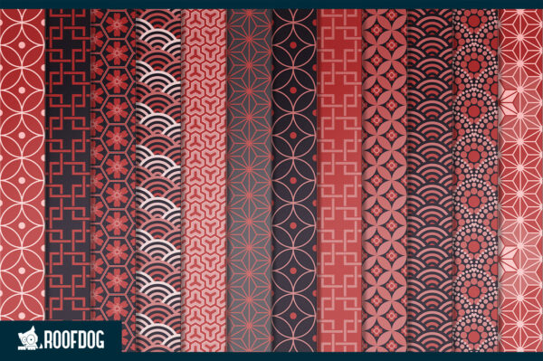 Red and black Japanese style geometric digital paper Red and black Japanese style geometric digital paper