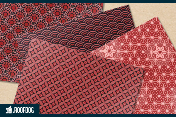 Red and black Japanese style geometric digital paper Red and black Japanese style geometric digital paper