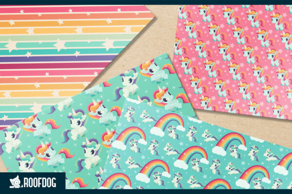 Rainbows and unicorns digital paper Rainbows and unicorns digital paper