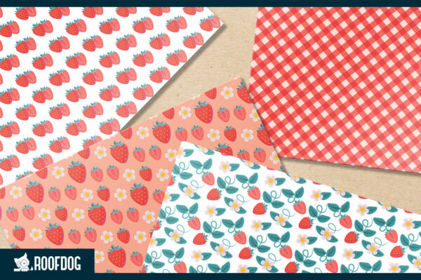Red strawberry digital paper Red strawberry digital paper