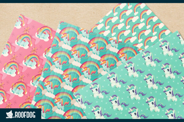 Rainbows and unicorns digital paper Rainbows and unicorns digital paper