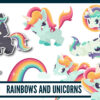 Rainbows and unicorns clip art