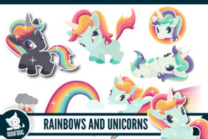Rainbows and unicorns clip art