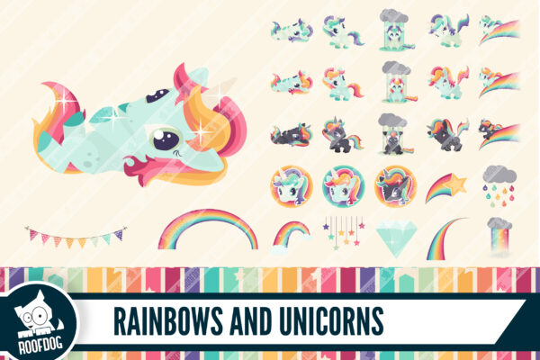 Rainbows and unicorns clip art Rainbows and unicorns clip art